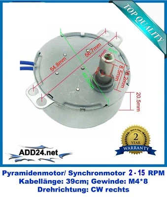 TYC 50 Synchronous Motor, Pyramid Motor, AC 230V (2; 5; 10; 15 RPM / TYC CW / KTYZ CW, CCW)