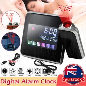 Smart Digital LED Projection Alarm Clock Temperature Time Projector LCD DisplayA - Picture 1 of 12