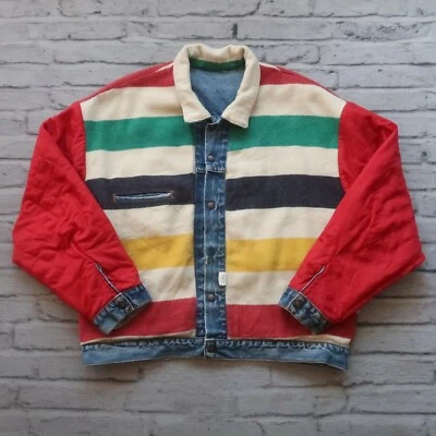 Vintage Levis Blanket Lined Denim Trucker Jean Jacket Made in USA Hudson Bay - Image 1 of 4