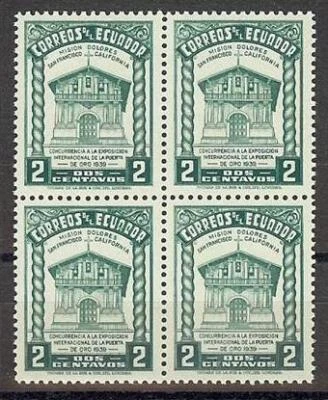 Ecuador 1939 Sc# 382 Misión Dolores Exposición San Francisco bloque 4 MNH Foto 1 de 2