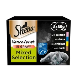 Sheba Sauce Lover Mixed Selection Cat Food (chicken & salmon) in Gravy 8x85g - Picture 1 of 1