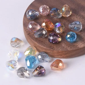 20pcs 9x8mm Teardrop Faceted Shiny Crystal Glass Loose Beads For Jewelry Making - Picture 1 of 16