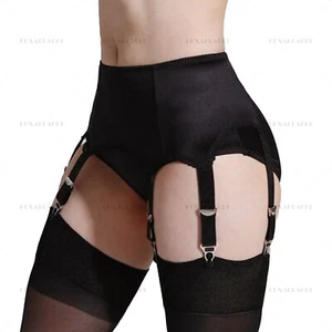 Luxallacki Retro Garter Belt 6 Straps Suspender Metal Clasp Undergarment (S~3XL) - Picture 1 of 14