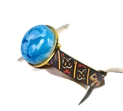 Bonito Reloj Pulsera Hecho a Mano Cuero Piedra Larimar Azul Profundo Hombre/Mujer Foto 1 de 4