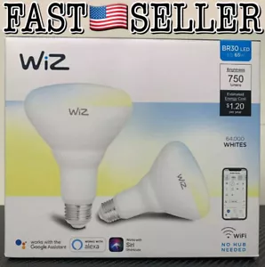 2-Pack WiZ Connected LED Light Bulbs WiFi Smart BR30 750lm Voice Control Alexa - Picture 1 of 8
