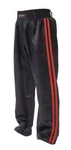 Cimac Kickboxing Satin Trouser Black 2 Red Stripe Martial Arts Men Adults Kids - Picture 1 of 2