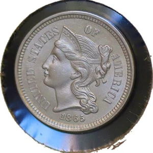 1865 Three Cent Nickel / 3 Cent Nickel - Gem BU / MS / UNC - Picture 1 of 2