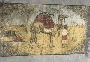 Velvet Tapestry Wall Hanging Rug Vintage Middle Eastern Arabic Desert Camel - Picture 1 of 6