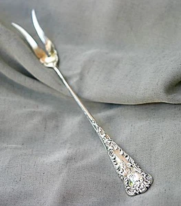 Antike schöne Sterling Silber Pickle Olive Zitronen Gabel - Bild 1 von 5