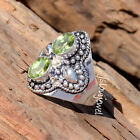 Bague bijoux cadeau romantique taille péridot vert pomme pierre précieuse argent sterling 925