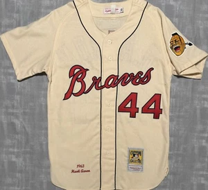 Authentic Mitchell & Ness 1963 Milwaukee Braves Hank Aaron Baseball Jersey - Picture 1 of 10