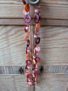 Bijou Brigitte Halskette Kette, 150 cm lang, lachsfarben und rot - Bild 1 von 3
