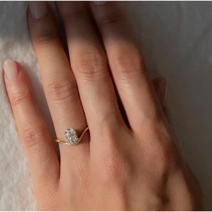 18k Yellow Gold Ring 1.00 Ct Oval Cut Diamond IGI Size 5 6 Engagement Lab Grown - Picture 1 of 11