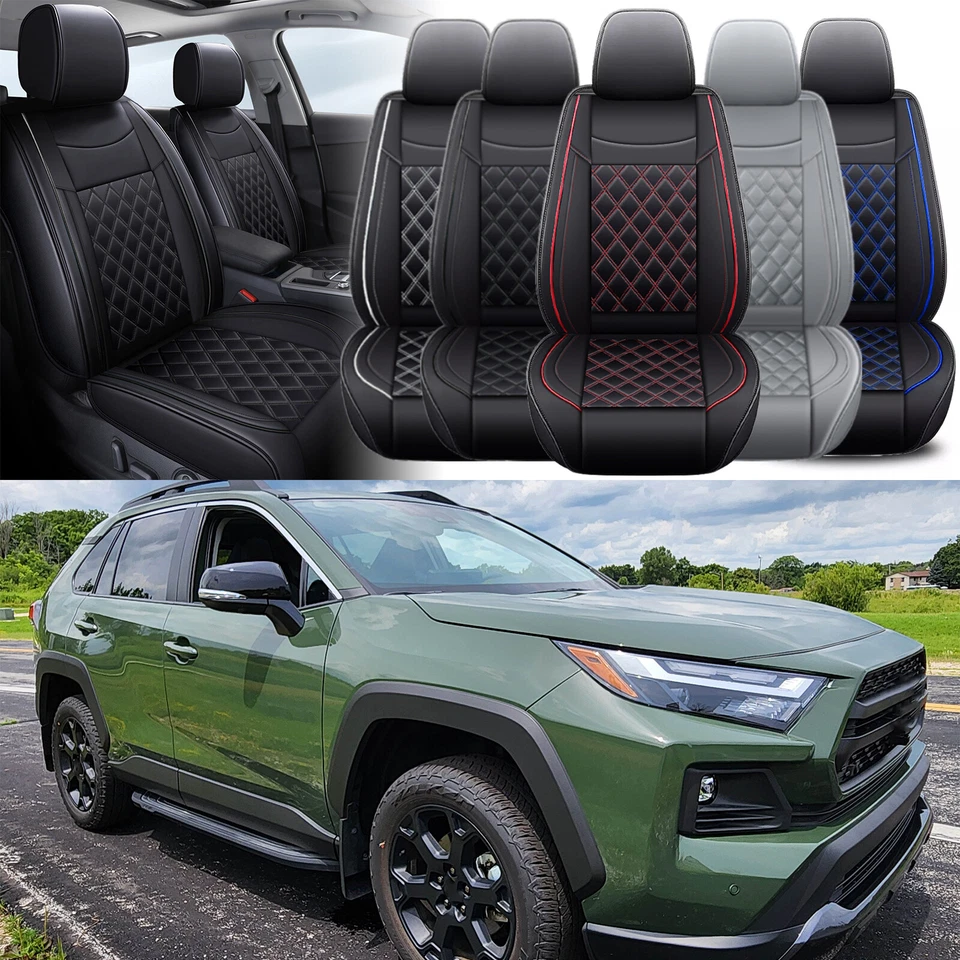 Full Set Car Seat Cover Deluxe PU Leather Seat Cushion 2/5 Seats For Toyota RAV4 - Imagem 1 de 4