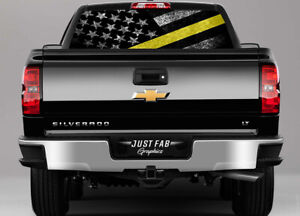 Thin Yellow Line Tow Lives Matter American Flag Truck Rear Window Decal Perf