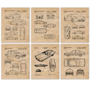 Classic Italian Automobil Patent Prints 6 (8x10) for Home Work Alfa Romeo Office - Picture 1 of 12