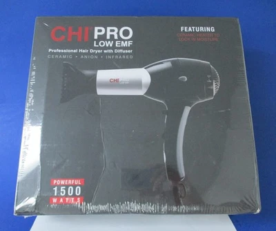 CHI PRO LOW EMF PROFESSIONAL HAIR DRYER 1500 WATT WITH DIFFUSER - Image 1 of 3
