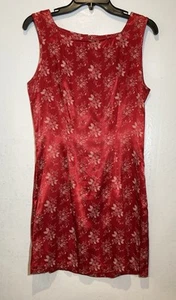 Y2K Vintage MGR Red Asian Floral Satin Fairy Dress Size 9/10 Mini Grunge 90s - Picture 1 of 18