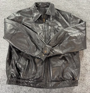 Roundtree & Yorke Jacket Men’s Size XLarge  Black Leather Full Zip Jacket - Picture 1 of 11