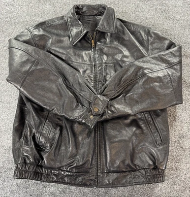 Roundtree & Yorke Jacket Men’s Size XLarge  Black Leather Full Zip Jacket - Image 1 of 4
