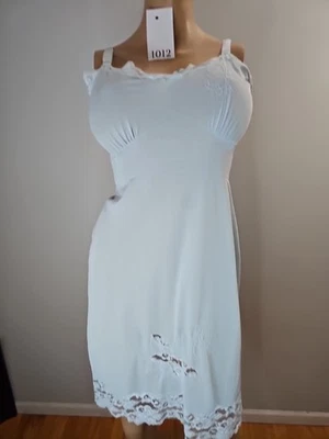 Vintage Aristocraft Lt Azul Deslizamiento Completo 100% Nylon Detalle Encaje Talla 36 Foto 1 de 4