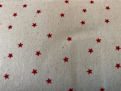 SEW.YOU John Louden Christmas 100% Cotton Fabric - Scandi Mini Red Stars on Natural Back