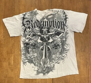 Y2K Redemption T-Shirt Medium Affliction Style Grunge Cross Vintage - Bild 1 von 6