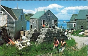 Typical Maine Fishing Village Postcard 1109 Unposted - Bild 1 von 2