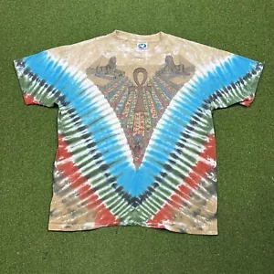 Vtg 90s Liquid Blue Egyptian Pharaoh Sphinx T Shirt Size XL All Over Tie Dye - Picture 1 of 13