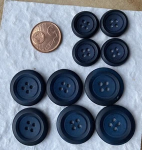 6+4  Knöpfe 18+23 mm Mantelknopf Set Jackenknopf dunkelblau schwarz Ärmelkn. - Bild 1 von 3