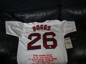 Wade Boggs Autographed Red Sox Stats XL Baseball Jersey JSA Certified - Picture 1 of 6