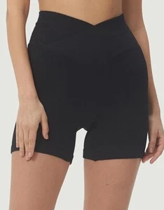 Women's High Waisted Tummy Control Buttery Soft Biker Shorts 6" - S/M - Picture 1 of 6