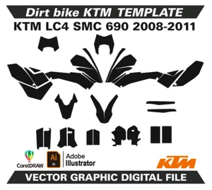KTM SMC-R 690 2008-2011 ENDURO Template Vector Ai CDR EPS PDF M211 - Picture 1 of 2