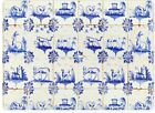 MARYE-KELLEY, "OLD DELFT TILES" SMALL RECTANGULAR GLASS CUTTING BOARD, 11" X 8"