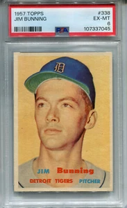 1957 Topps #338 Jim Bunning Rookie PSA 6 EX-MT *Very High End* Detroit Tigers - Bild 1 von 2