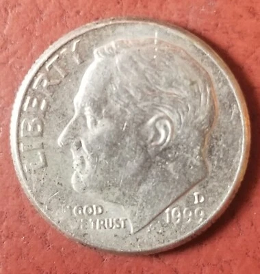 Moneda de diez centavos D Roosevelt 1999. UNOS POCOS ERRORES DE LETRAS. Foto 1 de 4