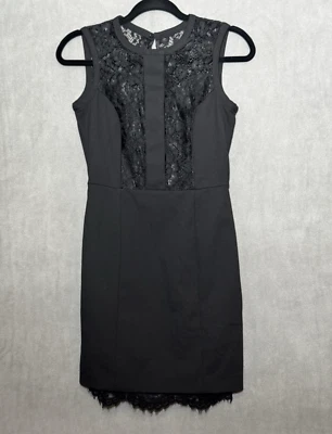 H&M Pequeño Vestido Negro Cambio Lápiz Hasta la Rodilla Talla 4 Gótico Bruja Oscuro Romántico Foto 1 de 4