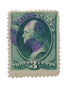 Franqueo de Estados Unidos de 1800 - Raro sello verde de 3 centavos de Washington - Usado - Sin goma ver fotos - Imagen 1 de 4