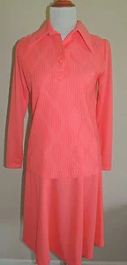 VINTAGE MONTGOMERY WARDS ORANGE POLY BLEND 2 PIECE SUIT - Picture 1 of 9