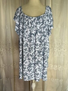 NWT Lane Bryant 22/24 Swing Tee Blue White Floral - Picture 1 of 7