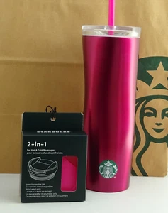 Starbucks Tumbler Thermobecher Cold to Go Edelstahl Dual Lid Twist Pink 16oz NEU - Picture 1 of 2