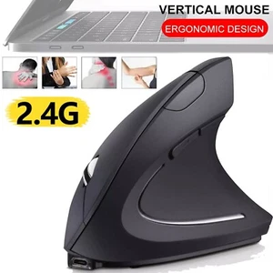 Ergonomic Mice USB Receiver Vertical Wireless Optical Mouse PC Laptop Computer - Picture 1 of 8