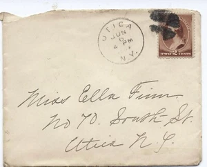 US circa 1883 2c Banknote Cover #210 Utica New York Wedges Postmark - Picture 1 of 2