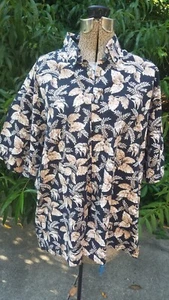 Campia Moda Hawaiihemd Fischblatt Kurzarm ButtonDown hellbraun schwarz XL Baumwolle - Bild 1 von 7