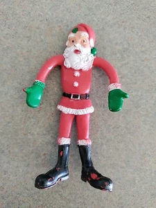 Vintage Santa Claus Toy Bendy Rubber & Wire Christmas Figure Red Painted St Nick - Picture 1 of 5