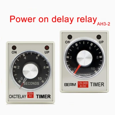 AH3-2 Power On Delay Time Relay 220V/24V/12V/110V/380V AC/DC 1S/5S/10S/5M/60M  - Image 1 of 4