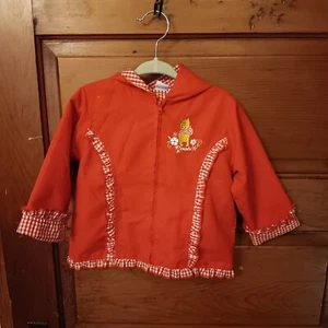 Vintage Walt Disney rot Winnie Puuh bestickt 18 Monate Kapuze Reißverschluss Jacke - Bild 1 von 5