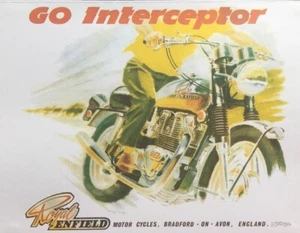 ROYAL ENFIELD INTERCEPTOR SERIES II REPRODUCED VINTAGE 1969 ADVERT 25cm x 19cm - Picture 1 of 4