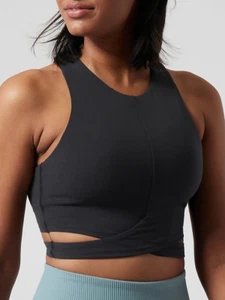 Athleta Conscious Crop Cut Out Bra D-DD in Black~ NWT ~ Size Medium - Picture 1 of 3