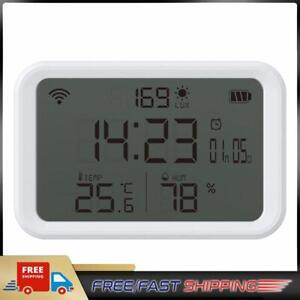 Tuya WiFi 2.4GHz 4 in 1 LCD Illumination Clock Smart Temperature Humidity Sensor